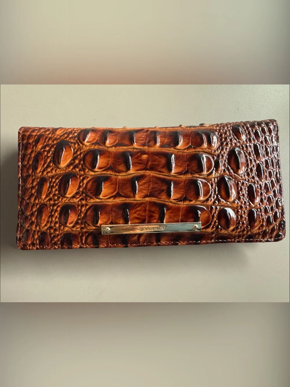 Brahmin Ady Wallet - Melbourne Brown Croc-Embossed Leather Continental Wallet